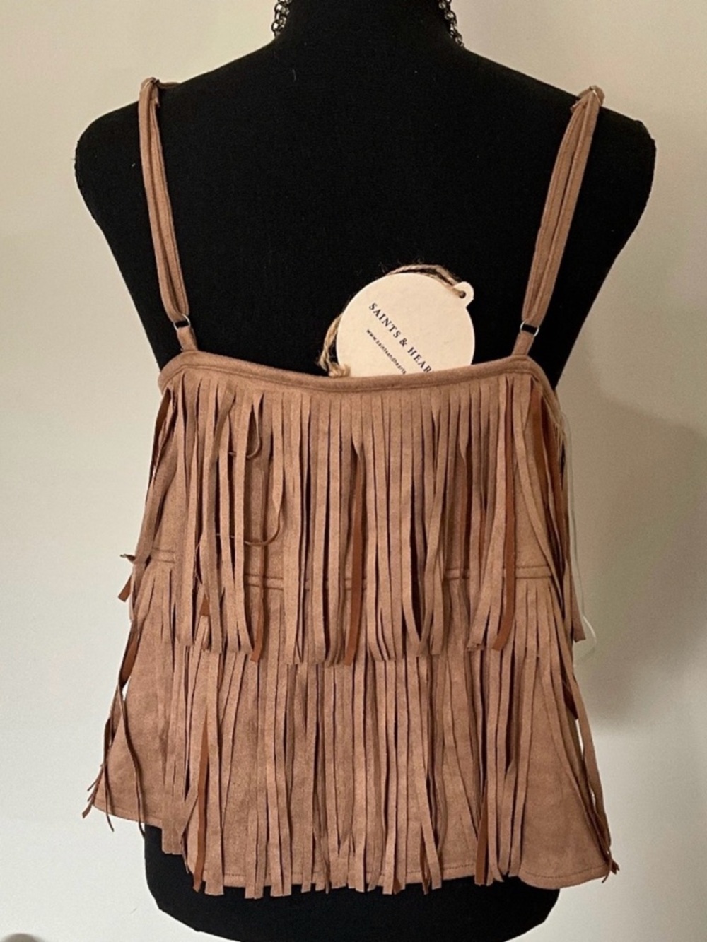 Saints & Hearts “Amarillo”  Faux Suede Fringe Top - Picture 3 of 3